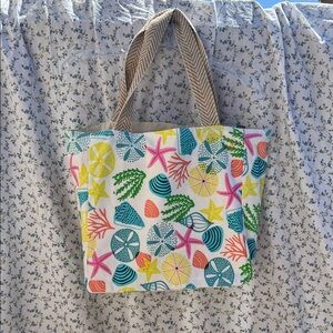 Handcrafted Vibrant Seashell and Starfish Tote Bag